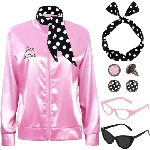 Pink Satin Jacket Costume Set for Women - Picture 1 of 7